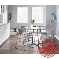Lumisource B30-CECINAR WLCR2 Cecina Mid-Century Modern Barstool with Swivel in Walnut and Cream Faux Leather - Set of 2
